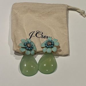 J.CREW Calyx Pave, Beaded Flower Drop Earrings, 2.5", Rhinestone